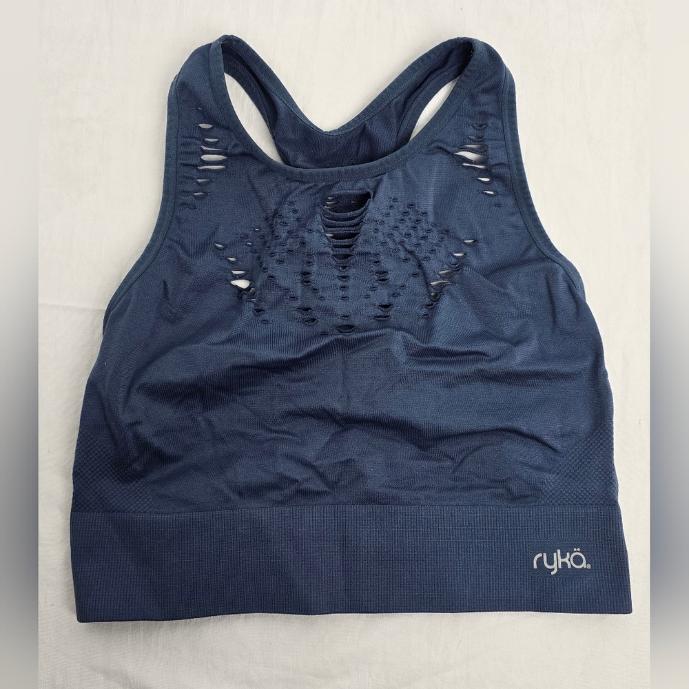Ryka Women’s Wireless Padded Racerback Sports Bra Athletic Wear Large Blue